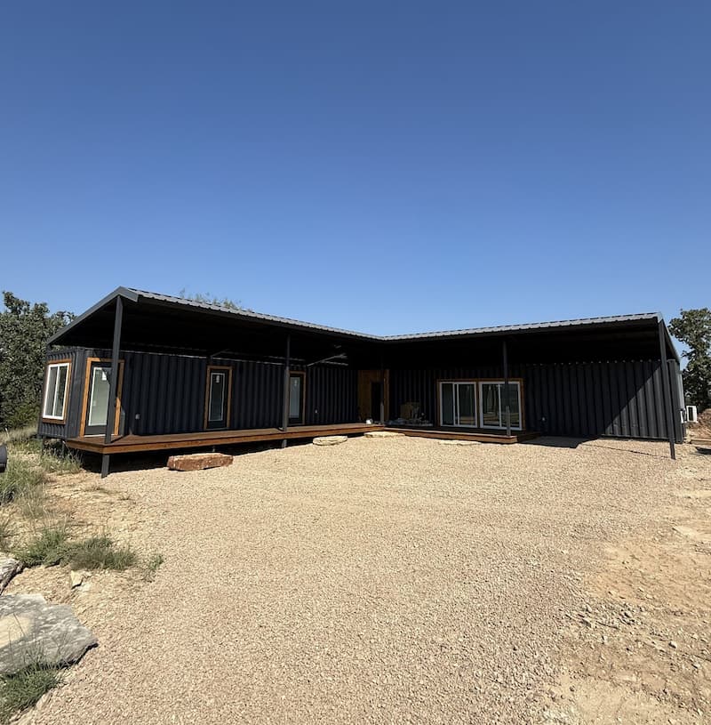 Shipping container conversion with a covered porch